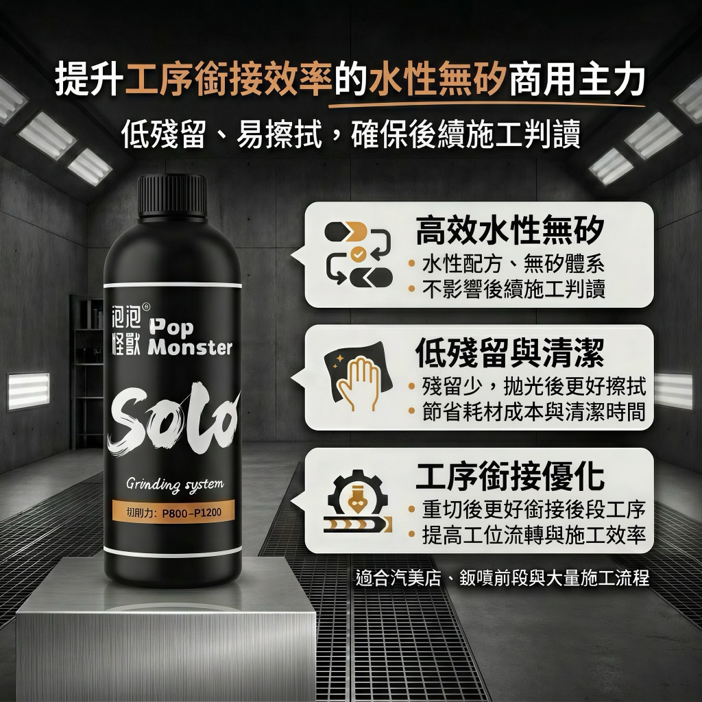 米速 Solo 80番水性無矽配方 — 低殘留易擦拭 確保後續施工判讀
